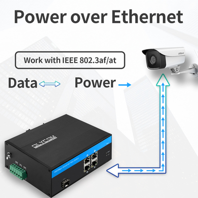 100 / 1000M 5 Port Ethernet POE Fiber Switch Slot SFP Tidak Terkelola Af / Pada 120W