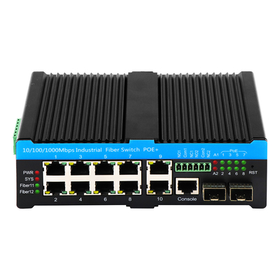 Black Case 8 Port Managed POE Af/At/Bt Industrial Ethernet Switch Dengan 2 Port Combo