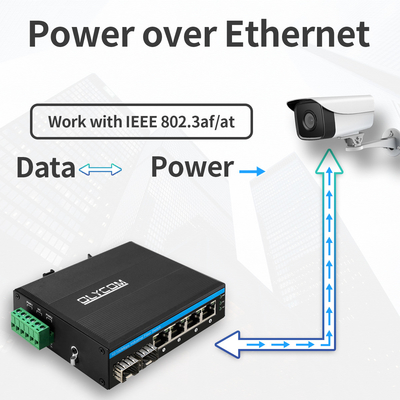 6 Port Industrial Poe Switch Tidak dikelola 10/100M 2 Fiber 4 Ethernet Ports Switch