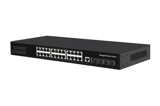 28 Port 10/100/1000Mbps Ethernet yang dikelola CCTV POE Switch dukungan PoE Af/At dengan 4*10G SFP+