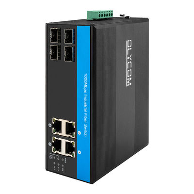 4 Port Industrial Switch 1000Mbps, Fiber Ethernet Switch Metal Plug And Play