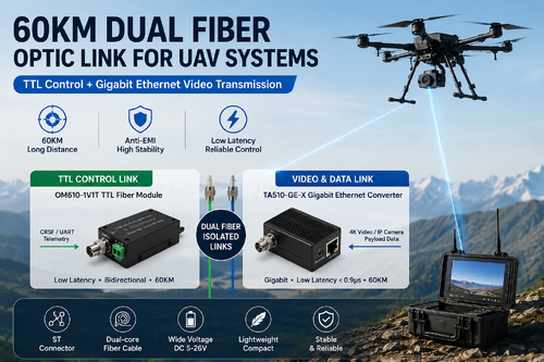 kasus perusahaan terbaru tentang 60KM Dual Fiber Optic Link for UAV Systems: TTL Control + Gigabit Ethernet Video Transmission