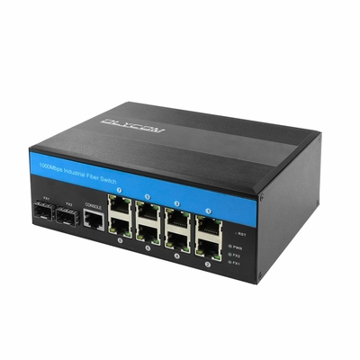 Kualitas  Industrial Gigabit Ethernet L2 Managed Switch 8 X Gigabit Ports 2 X SFP Slots DIN-Rail Mount IP40 with Vlan Qos LACP STP pabrik