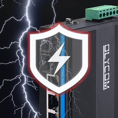 Sakelar PoE 4 Port yang Diperkeras Jaringan Gigabit Industri Dengan 2 Port SFP Casing Logam Tanpa Kipas CE