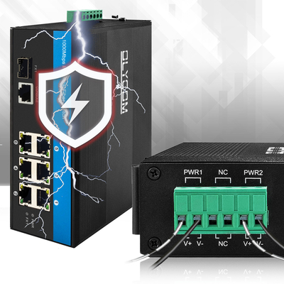 Sakelar PoE Keras 2.5G Gigabit Ethernet yang Dapat Dikelola Input Ganda DC48V 15.4W 30W IP40