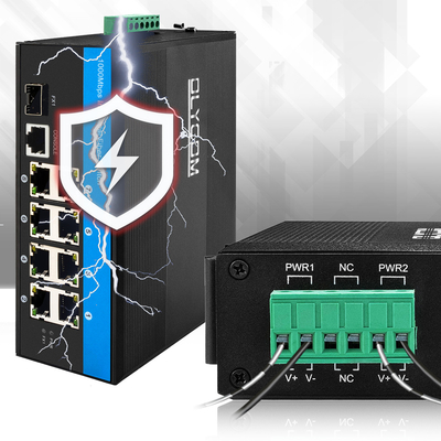 Sakelar PoE Terkelola Industri 8 Port 240W Gigabit LAN Layer 2 VLAN ERPS Ring CE DIN Rail