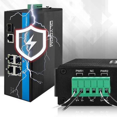 Industrial Smart Managed Ethernet Switch 5-Port Gigabit Network SFP Fiber Ports IP40