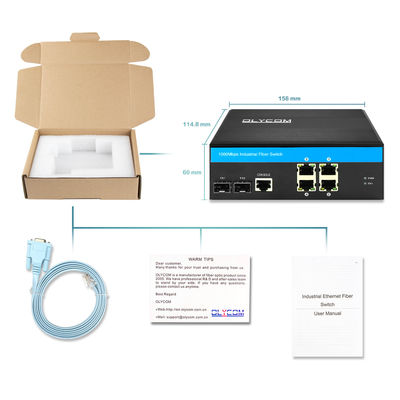 Sakelar Ethernet Terkelola Industri 2.5G SFP Fiber Uplink Gigabit IP40 24VDC Tanpa Kipas