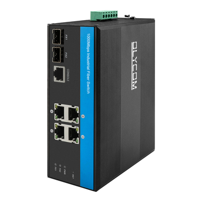 Sakelar Ethernet Terkelola Industri 2.5G SFP Fiber Uplink Gigabit IP40 24VDC Tanpa Kipas
