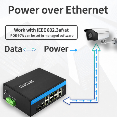 Sakelar PoE Terkelola Industri 8 Port 2.5G SFP Uplink Gigabit Jaringan Casing Kokoh CE