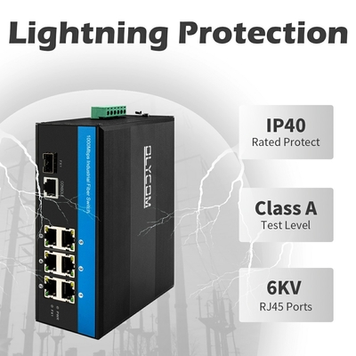 Gigabit Ethernet Industrial 6 Port Managed Poe Switch Dengan 1 Sfp Port Metal Case