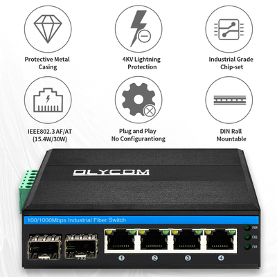 Sakelar Jaringan Tidak Terkelola Ethernet Serat Optik, Sakelar POE 6 Port Gigabit