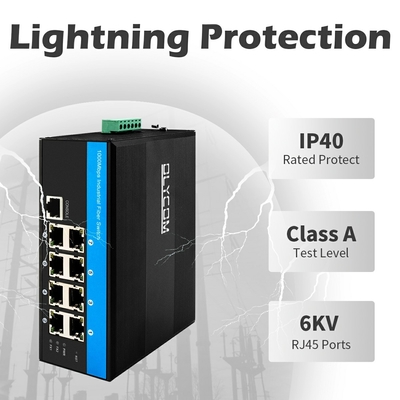 Sakelar POE Jaringan Gigabit 8 Port Industri Output Input DC48V Tidak Terkelola 240W