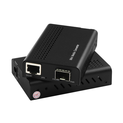 1G 10G Tembaga Tidak Terkelola SFP + Konverter Media Serat Ethernet DC12V Dengan DIP