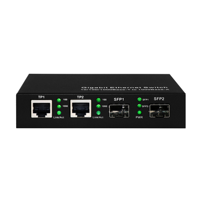 Sakelar Ethernet Komersial Gigabit 4 Port SFP Fiber Optik Tidak Terkelola DC5V
