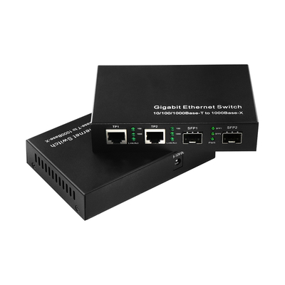 Sakelar Ethernet Komersial Gigabit 4 Port SFP Fiber Optik Tidak Terkelola DC5V