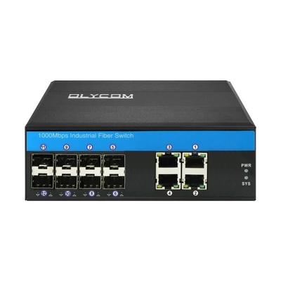 1G / 2.5G Industrial Managed 8 Sfp Fiber Optic Switch Dengan 4 Port Ethernet IP40