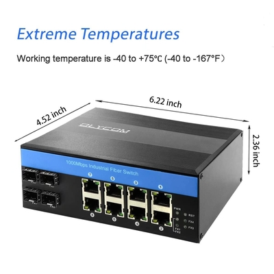 OLYCOM PoE Network Switch 8 Port 240W Anggaran Industri Gigabit Ethernet CE FCC