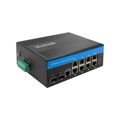 Industrial Gigabit Ethernet L2 Managed Switch 8 X Port Gigabit 2 X Slot SFP DIN-Rail Mount IP40 dengan Vlan Qos LACP STP