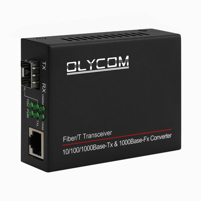 Konverter Media SFP 1G Gigabit Fiber Optik Ethernet Tanpa Manajemen Ukuran Mini Hitam DC5V CE