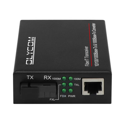 Mini Single Core 100/1000M Media Converter Unmanaged Single Mode Hitam CE DC5V