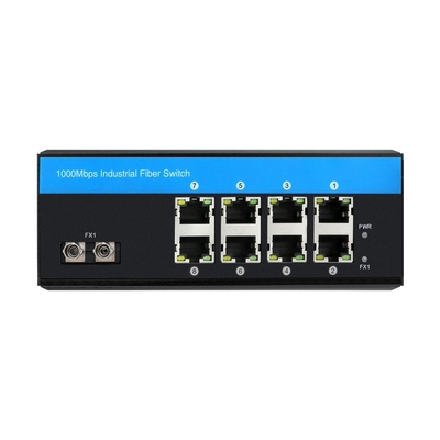 9 Port Industrial Gigabit Sakelar Ethernet Tidak Terkelola ST Fiber Singlemode 30km Dc24v
