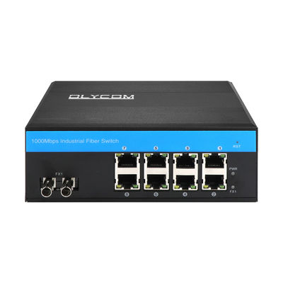 Sakelar Jaringan Gigabit Industri 8 Port Mode Tunggal Serat ST Tidak Terkelola 30Km DC24V CE