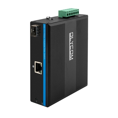 Industrial Gigabit Ethernet POE Media Converter DC48V 30W Budget Rugged Case