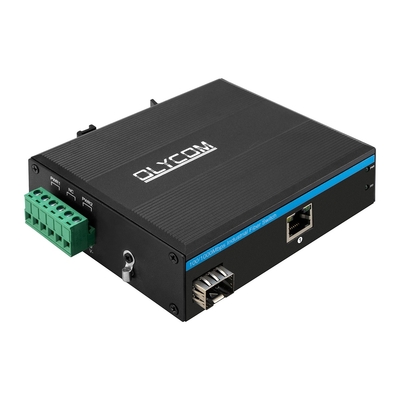 Konverter Media PoE Industri 30W Slot SFP 100M/1000M Gigabit Ethernet Tidak Terkelola