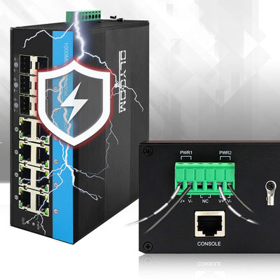 Sakelar Terkelola L2 2.5G 8 Port PoE 240W Jaringan Industri ERPS MSTP Ring Din Rail CE