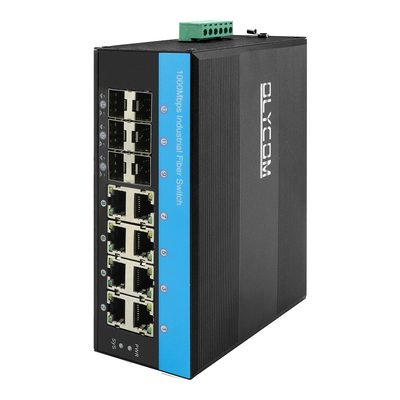 Sakelar Terkelola L2 2.5G 8 Port PoE 240W Jaringan Industri ERPS MSTP Ring Din Rail CE