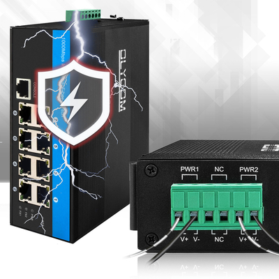 8 Port Managed PoE Switch Gigabit Ethernet 240W Active POE Rugged Case Chip Vitesse