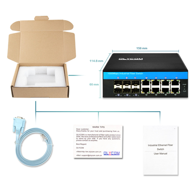 Sakelar Gigabit Ethernet Terkelola Industri Slot SFP Optik 1G/2.5G Cincin ERPS IP40