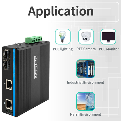 4 Port Gigabit Sakelar Ethernet Tidak Terkelola 100/1000M Rel Din Adaptif Otomatis Serat