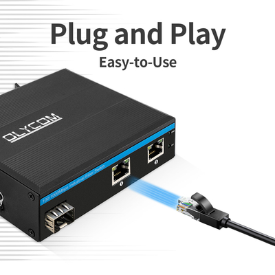3 Port Compact Gigabit Ethernet Switch Mengeraskan Serat 100/1000M Input Ganda 24V
