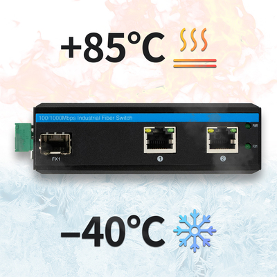 3 Port Compact Gigabit Ethernet Switch Mengeraskan Serat 100/1000M Input Ganda 24V