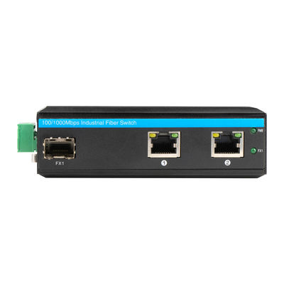 Sakelar Ethernet Gigabit Kompak 3 Port Industri Diperkeras 100 1000M Fiber DC24V