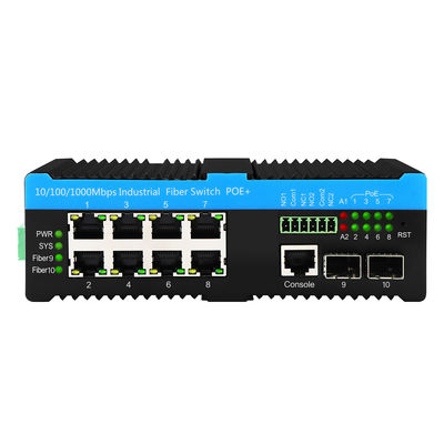 Gigabit 802.3bt PoE Terkelola 8 Port Switch 2.5G Fiber Web L2 Terkelola Tanpa Kipas 720W