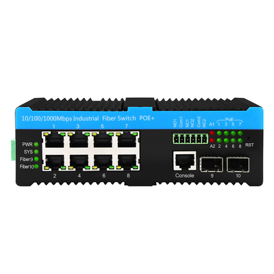 Gigabit 802.3bt PoE Terkelola 8 Port Switch 2.5G Fiber Web L2 Terkelola Tanpa Kipas 720W