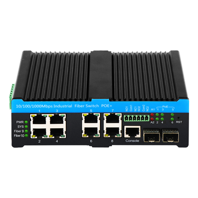 Gigabit L2 Managed 90W PoE Switch 10 Port Dengan 2 Combo Port Rugged 48V Active PoE