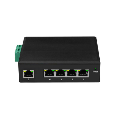 Bersertifikat E-Mark 5 Port Ethernet Switch Industrial Wide Temp Tidak Terkelola 12V 24V