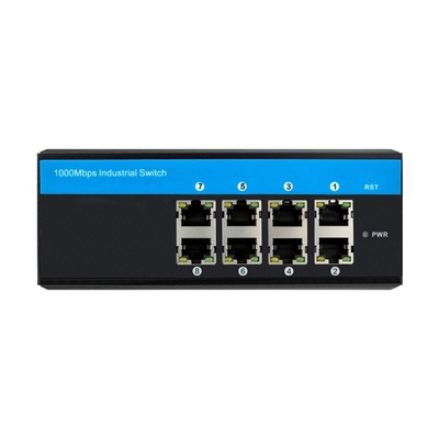 Sakelar Jaringan Industri E-Mark 8 Port Gigabit Ethernet Rel Din Kasar Tidak Terkelola