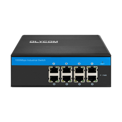 Sakelar Jaringan Industri E-Mark 8 Port Gigabit Ethernet Rel Din Kasar Tidak Terkelola