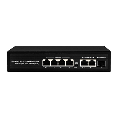 Gigabit 4 Port POE Network Switch Unmanaged Dengan 2 SFP/RJ45 100/1000M Uplink