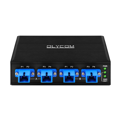 Sakelar Bypass Optik 4 Port Konektor SC/UPC Simplex 1310/1550nm DC24V DIN Rail CE
