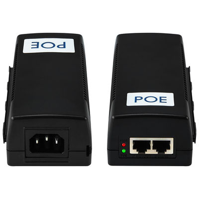 60W Gigabit PoE Injector 48V Output Mid-Span Desktop Komersial 15.4W/30W Kompatibel