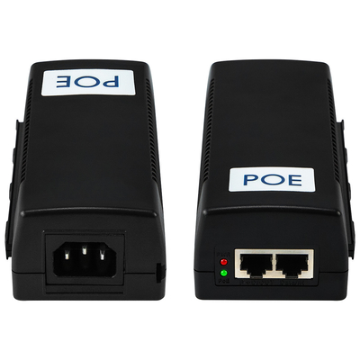 Komersial 60W Gigabit PoE Injector Mid Span 48V Output Desktop 15.4W/30W Kompatibel