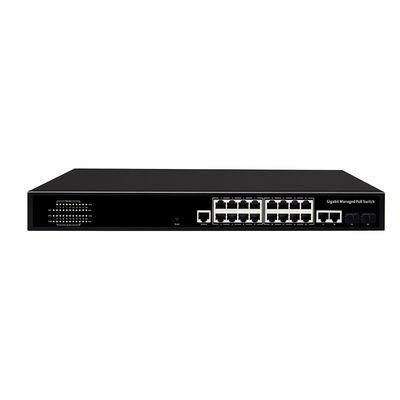Sakelar PoE Gigabit Terkelola 16-Port Dengan Daya 300W 2 Uplink Combo SFP/RJ45 Input AC