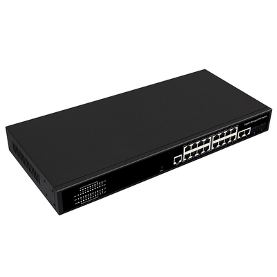 16 Port Gigabit Managed PoE Switch Commercial 1U Rack 300W Dengan 2 SFP/RJ45 Uplink