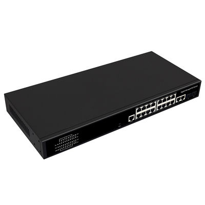Sakelar PoE Gigabit Terkelola 16-Port Dengan Daya 300W 2 Uplink Combo SFP/RJ45 Input AC